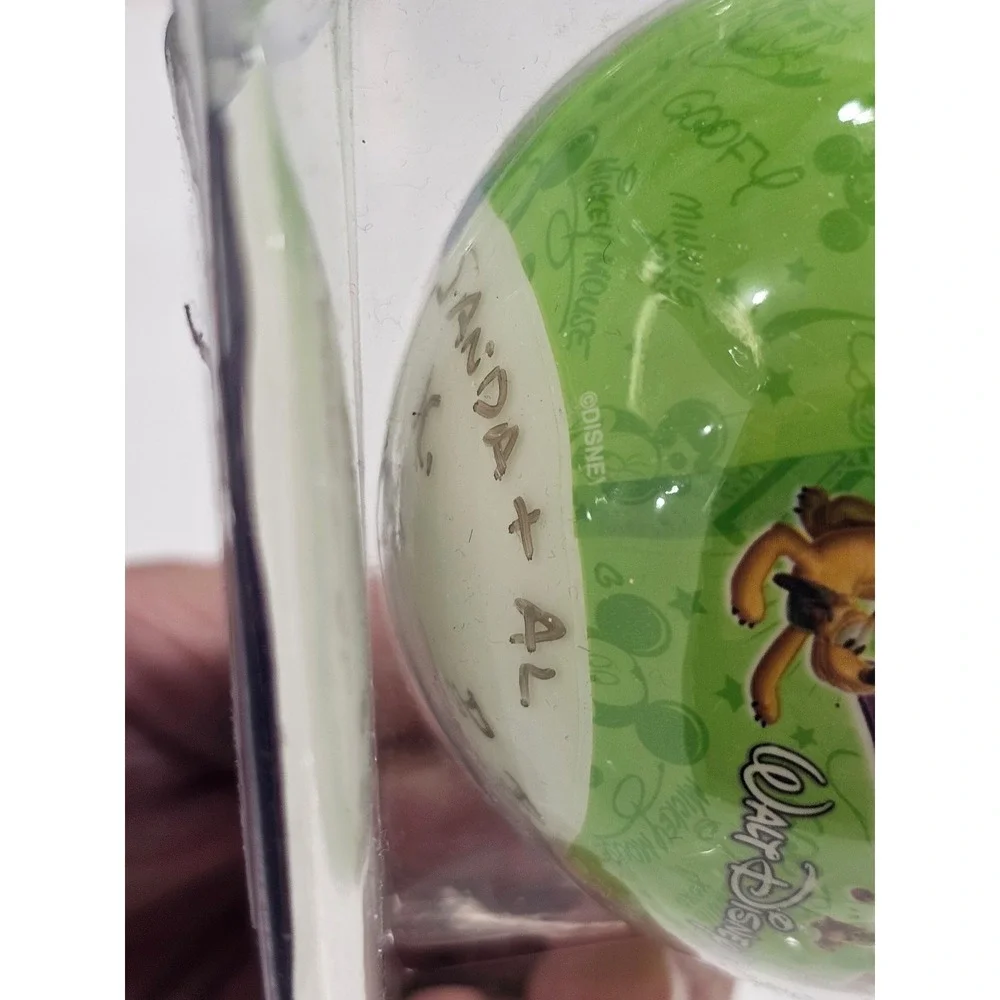 Disney Parks 2011 Walt Disney World Glass Ornament Mickey Minnie Goofy Green WDW